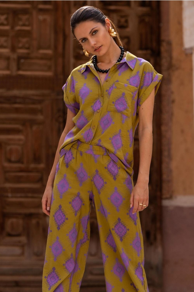 AZTEC BROEK 51225 20 Green/Purple